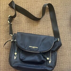 Karl Lagerfeld Black Backpack with Gold Accents